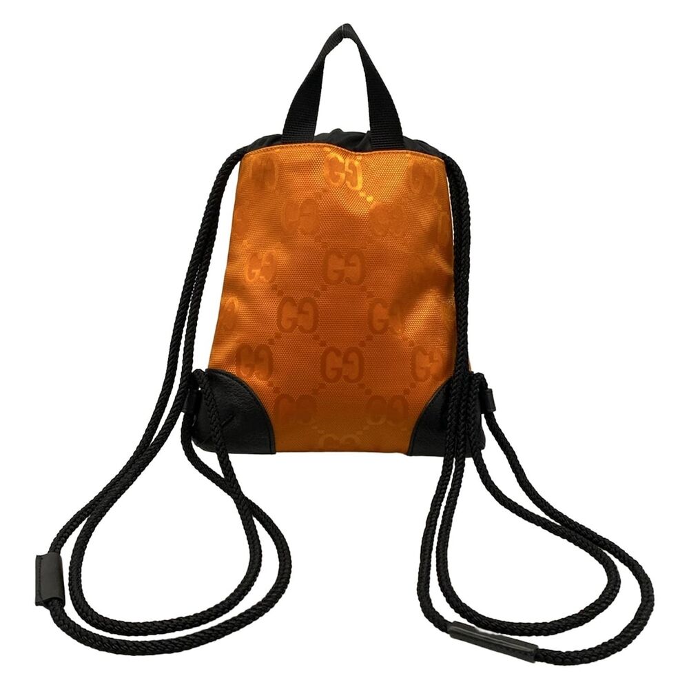 Gucci Off the Grit Backpack Daypack Backpack 643887 Orange Black Nylon Leather - Picture 3 of 15